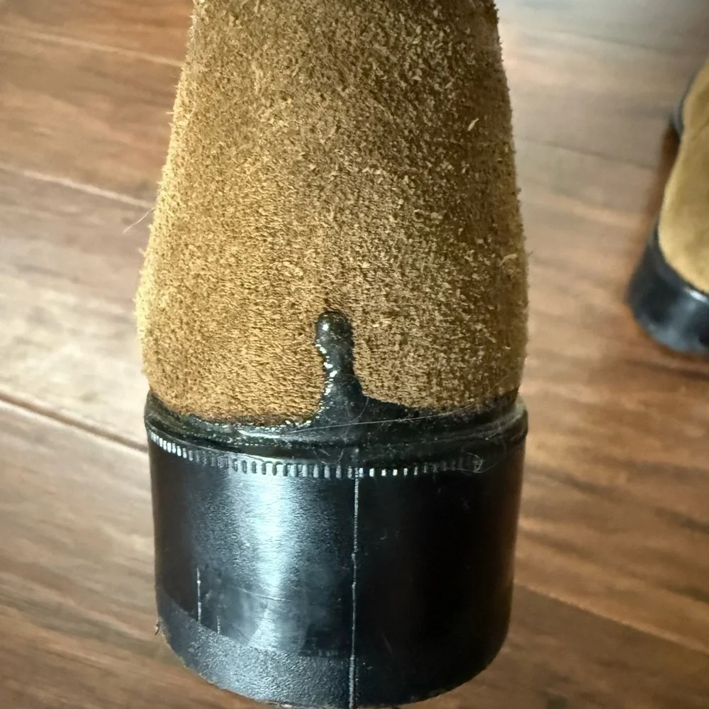 Tan Suede Girls Western Cowboy Boots-Size 3D Like New
